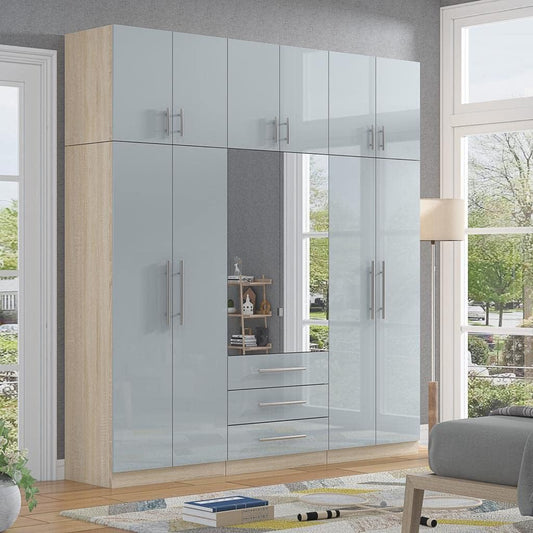 6 Door Topbox Mirrored Wardrobe