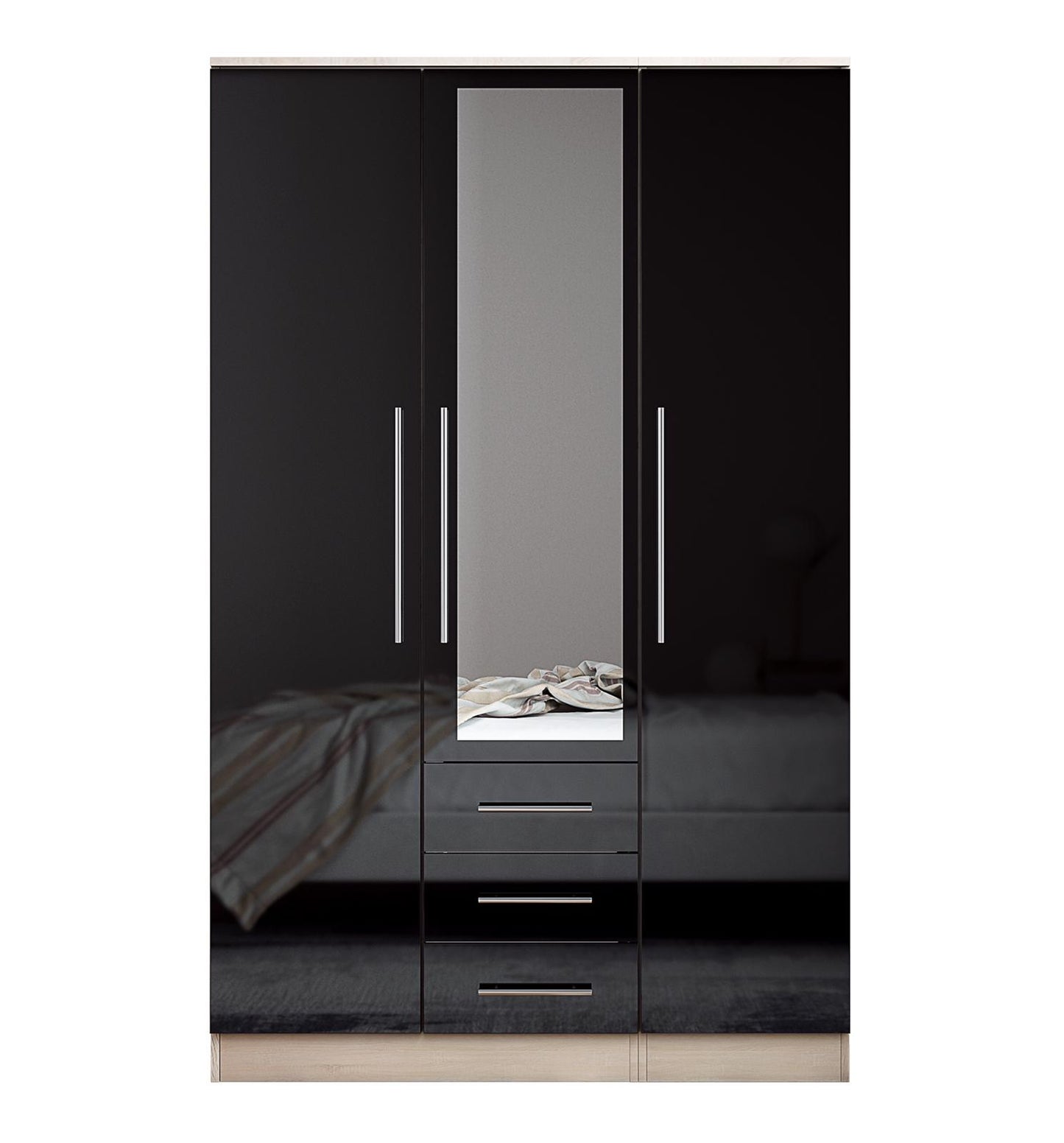 Combi Mirrored Wardrobe High Gloss