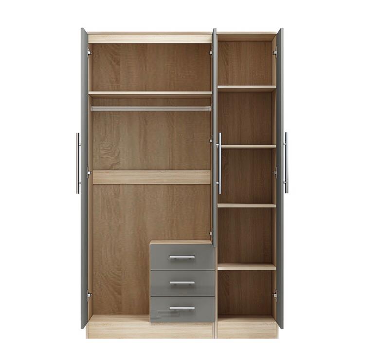 Combi Mirrored Wardrobe High Gloss