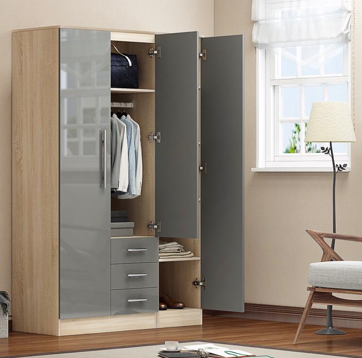 Combi Mirrored Wardrobe High Gloss