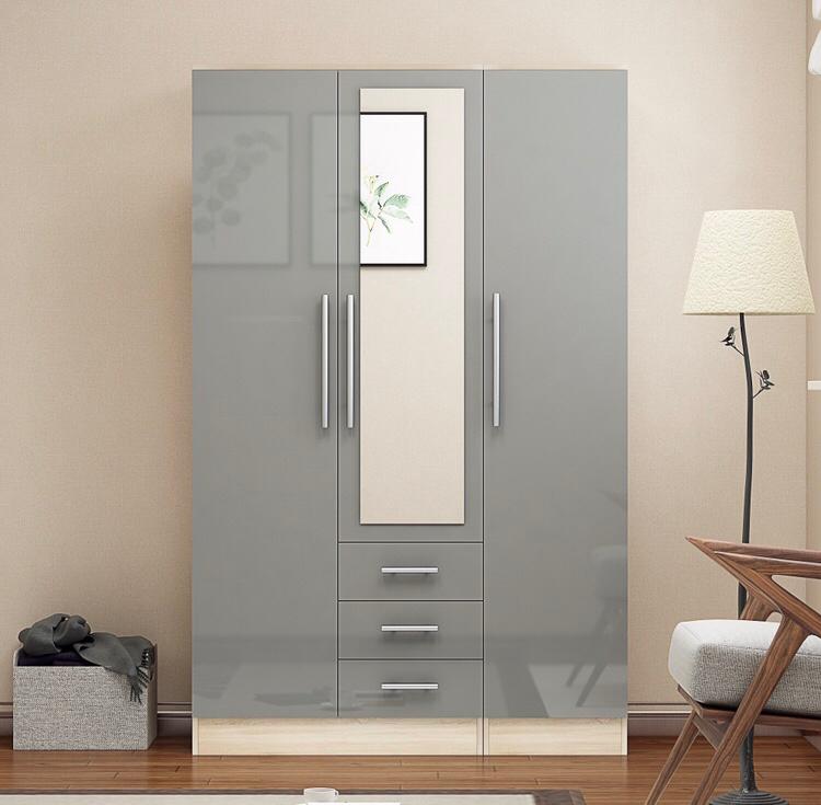 Combi Mirrored Wardrobe High Gloss