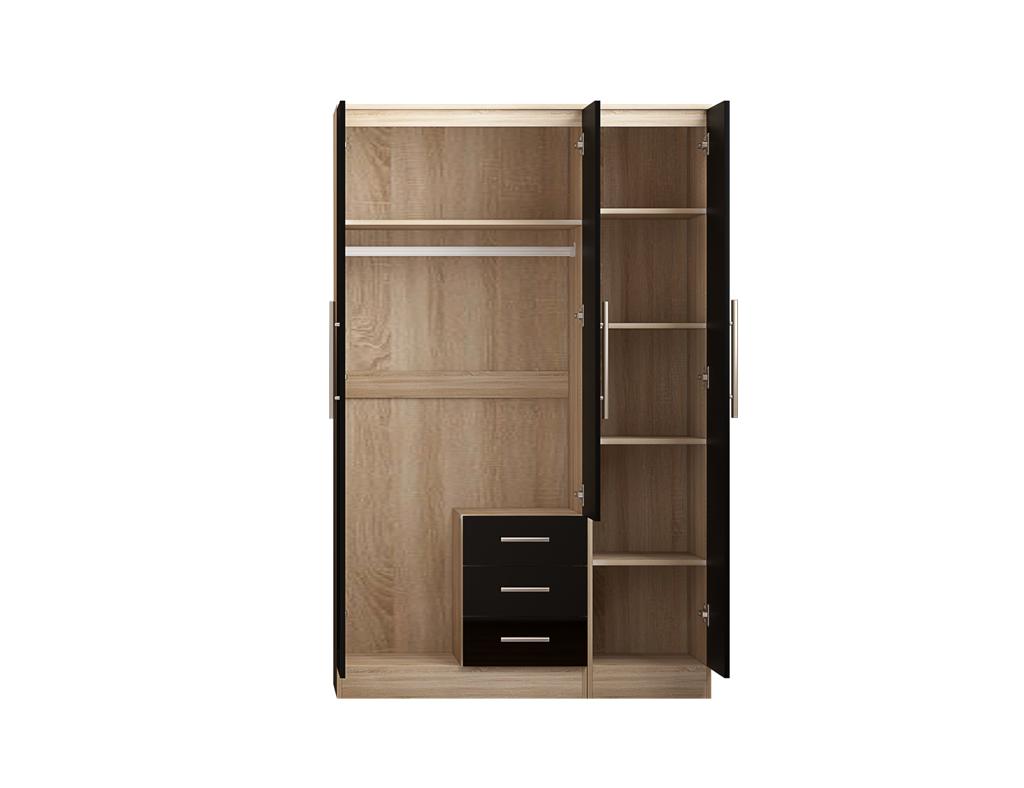 Combi Mirrored Wardrobe High Gloss