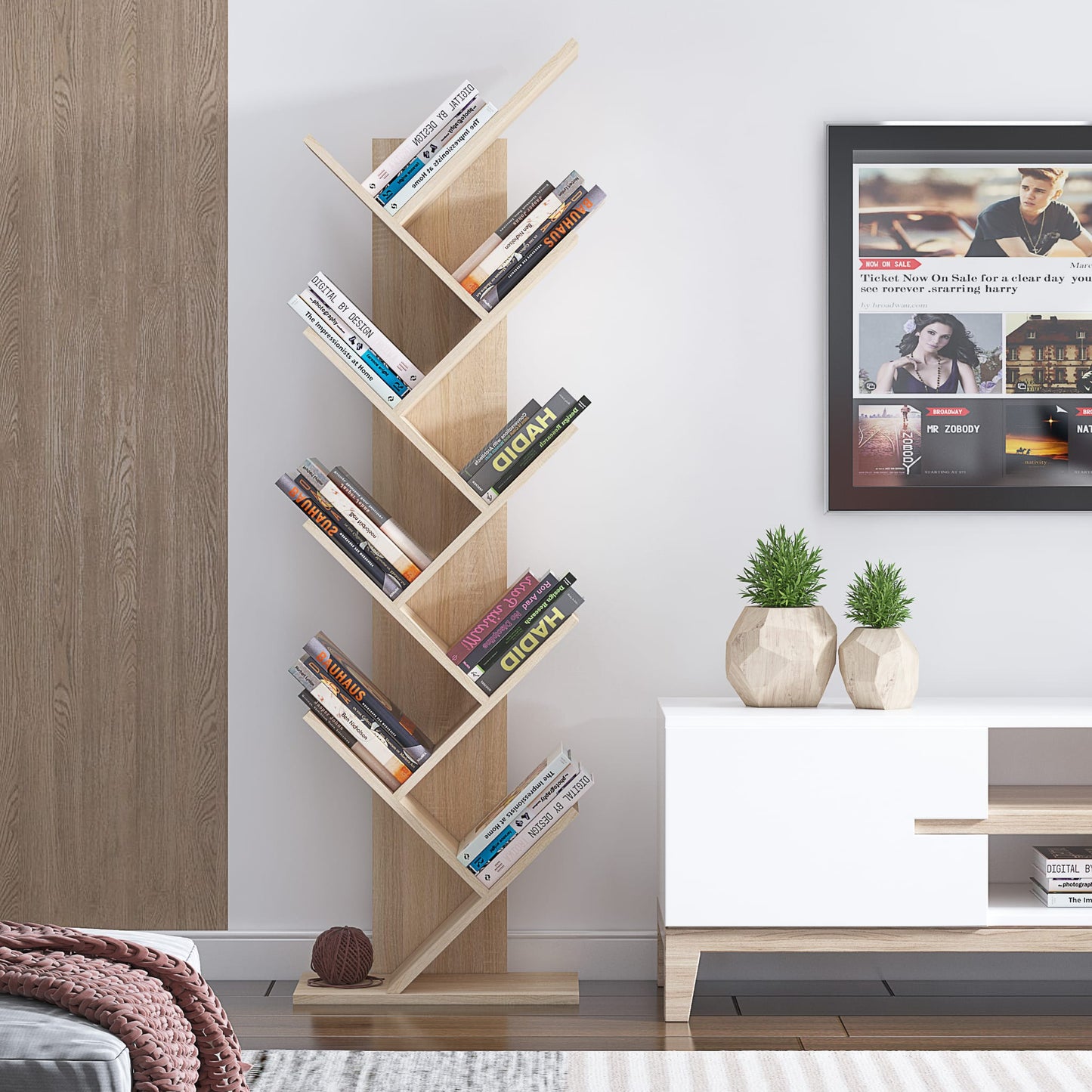 Zig Zag Bookshelf 8 Tier Beige