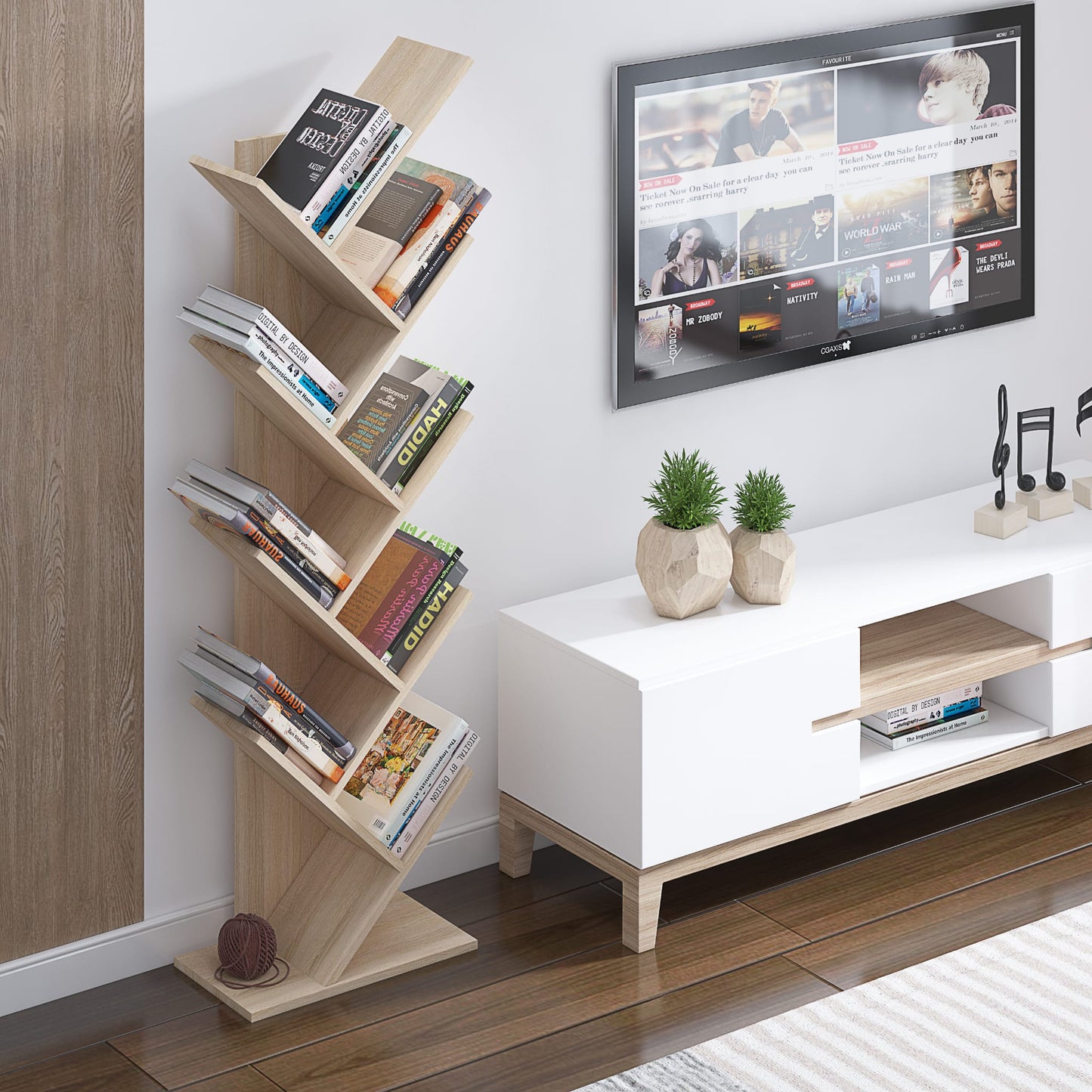 Zig Zag Bookshelf 8 Tier Beige