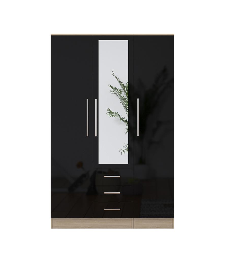 Combi Mirrored Wardrobe High Gloss